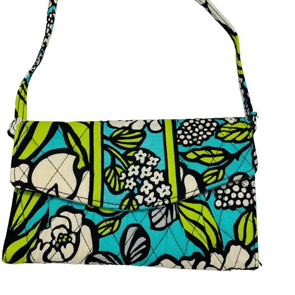 Vera Bradley Trifold Wallet Crossbody Purse Hipster Rumba Clutch Blue Retired - Picture 3 of 16